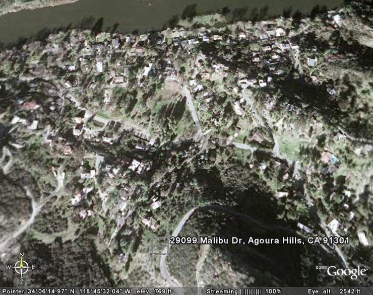See the land in relation to Malibou Lake using Google Earth.